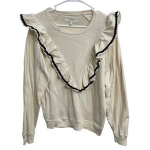 The Great. Shrunken Ruffle‎ Sweatshirt Cream Size 2 (M) Prairie Cottagecore